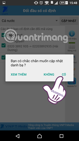 Đổi mã vùng số điện thoại