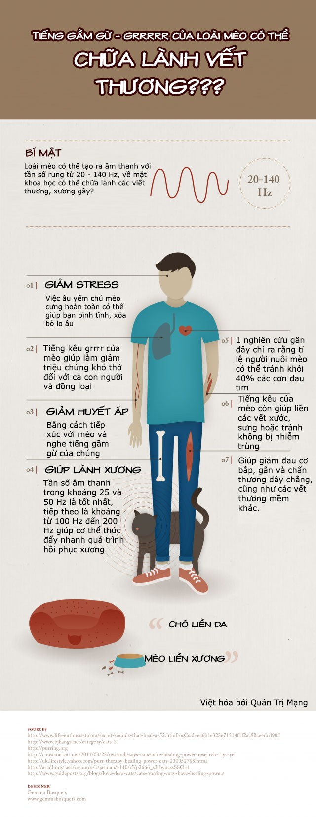 Tiềng gầm gừ của mèo giúp lành vết thương cat purr