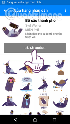 Thêm sticker Bồ câu thành phố trên Messenger
