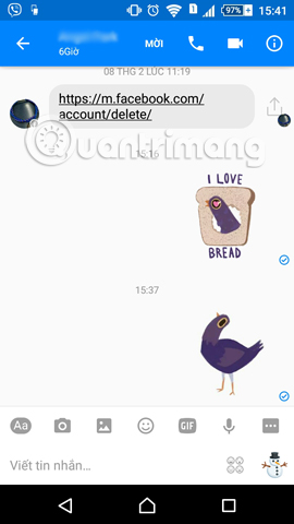 Cách tải sticker Chú chim màu tím ngộ nghĩnh trên Facebook