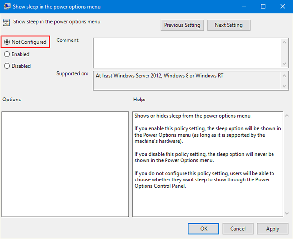 Tùy chọn Sleep bị thiếu trên Menu Power Windows 10/8/7, đây là cách khôi phục