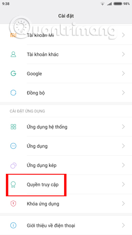 Quyền truy cập của ứng dụng Android