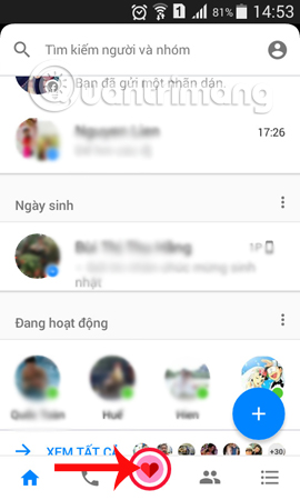 Biểu tượng trái tim trên Facebook Messenger
