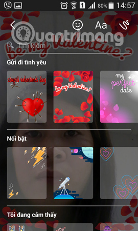 Danh sách sticker trên Messenger