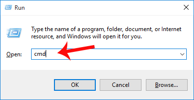 Nhập lệnh cmd trong hộp thoại Run Nhập lệnh cmd trong hộp thoại Run