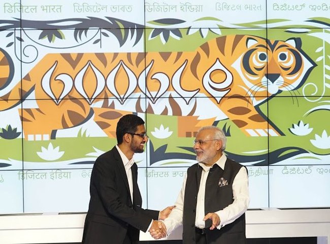 Pichai gặp gỡ Thủ tướng Ấn Độ Narendra Modi.