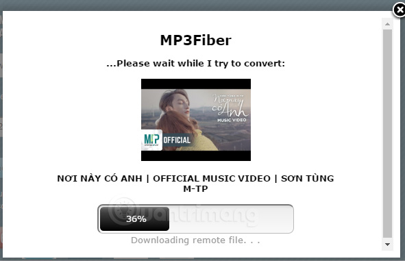 Chờ MP3Fibber tách nhạc từ YouTube