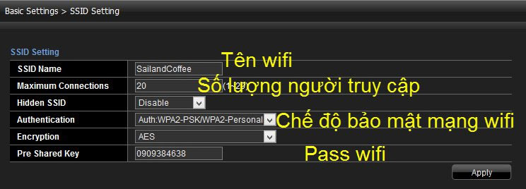 Nhập mật khẩu mới cho wifi Viettel