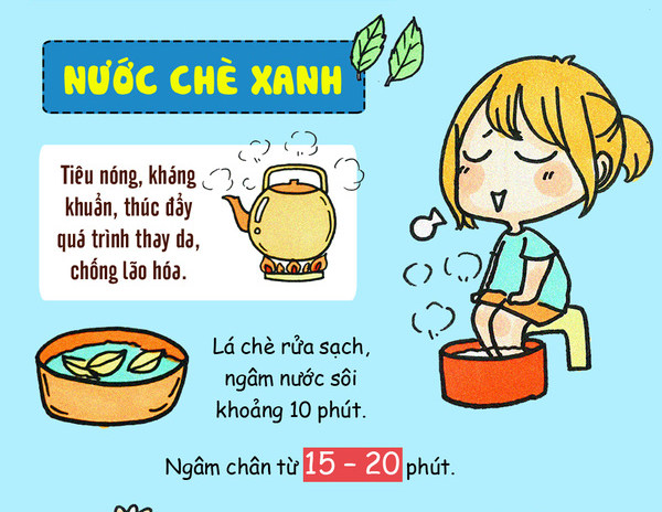 Ngâm chân với nước chè xanh