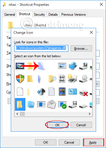 Sử dụng icon mới cho shortcut