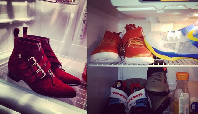Cho giày vào ngăn đá tủ lạnh