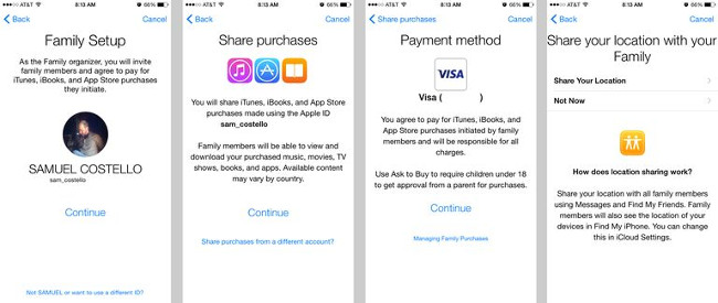 Set up payment and location sharing