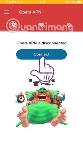 Kết nối trên Opera Free VPN