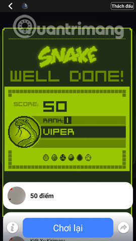 Kết quả chơi game Rắn săn mồi