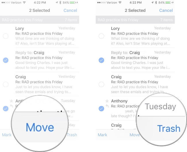 Chuyển email sang thư mục khác hoặc xóa đi Chuyển email sang thư mục khác hoặc xóa đi
