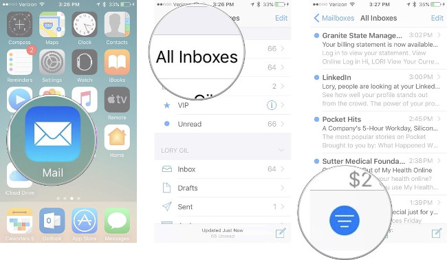 Vào Mail, chọn biểu tượng Filter Vào Mail, chọn biểu tượng Filter