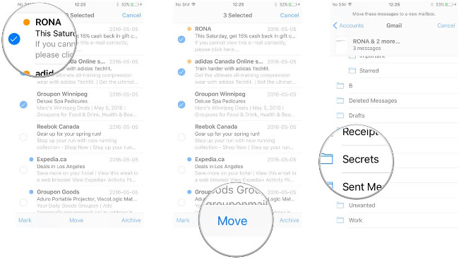 Chọn email muốn chuyển, chọn Move, chọn hộp thư Chọn email muốn chuyển, chọn Move, chọn hộp thư