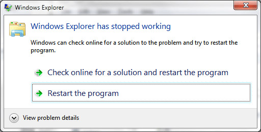 Thông báo lỗi Windows Explorer
