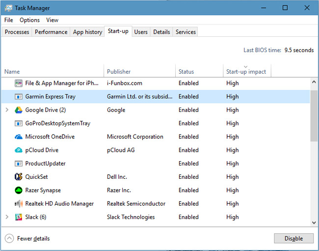 Giao diện Task Manager trên Windows 10