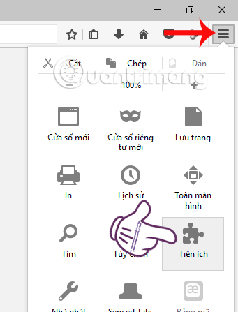 Kiểm soát tiện ích trên Firefox