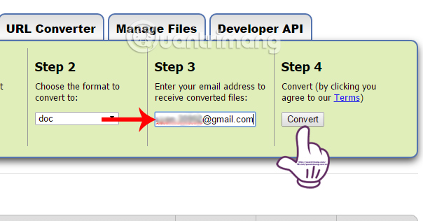 Nhập địa chỉ email nhận link tải file