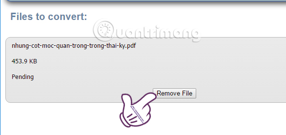 Loại bỏ file PDF muốn convert sang doc
