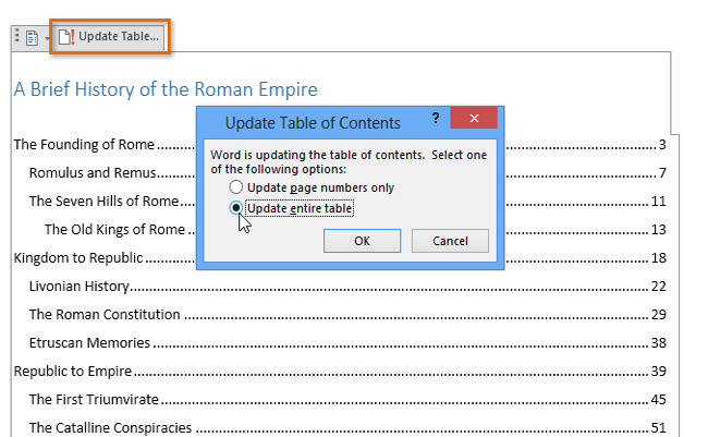 Nút Custom Table of Contents trên Microsoft Word được sử dụng để tùy chỉnh bảng mục lục