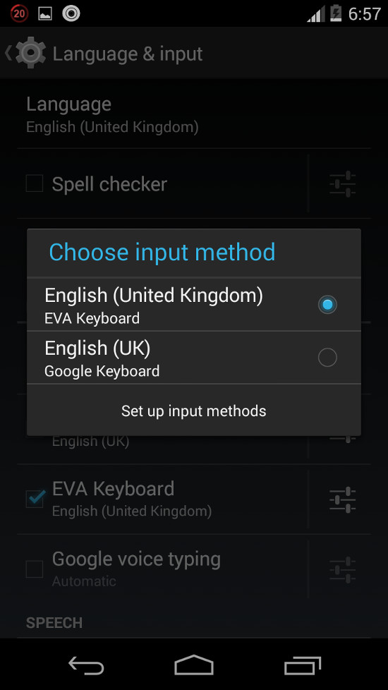 Chọn Eva làm bàn phím mặc định Chọn Eva làm bàn phím mặc định