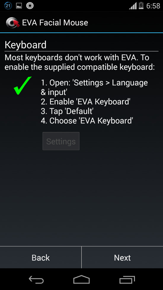 Khi thấy dấu tích hiện ra nghĩa là bàn phím đã được cài thành công Khi thấy dấu tích hiện ra nghĩa là bàn phím đã được cài thành công