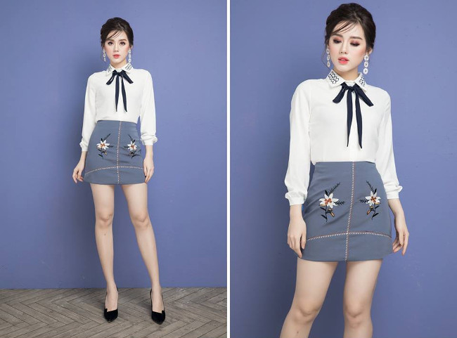 Chân váy và áo sơ mi cách điệu vẫn rất phù hợp với cô nàng công sở Chân váy và áo sơ mi cách điệu vẫn rất phù hợp với cô nàng công sở