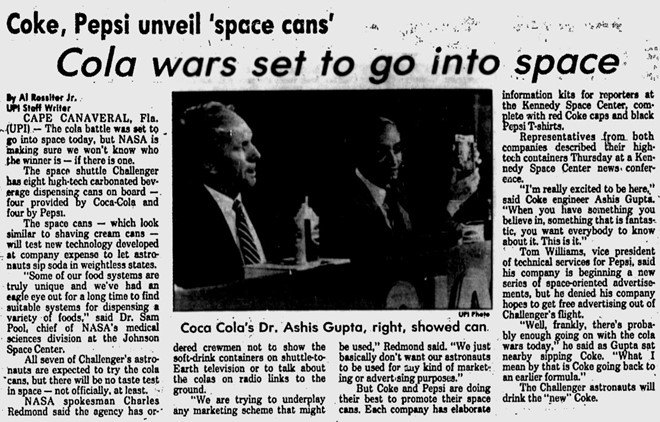 Pepsi lẫn Coca đã gửi sản phẩm của mình vào quỹ đạo Trái Đất 