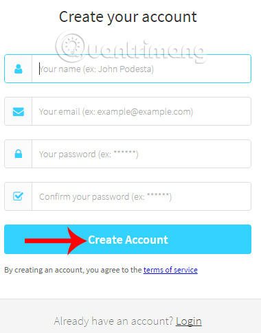 Điền thông tin tạo tài khoản AccessURL