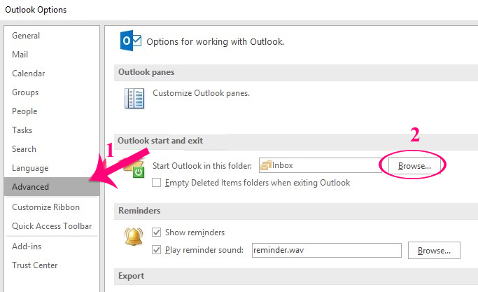 Nhấn chọn mục Advanced
