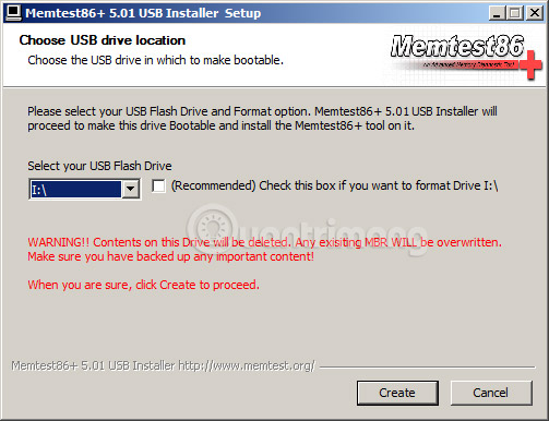 Cài đặt Memtest86 vào ổ USB