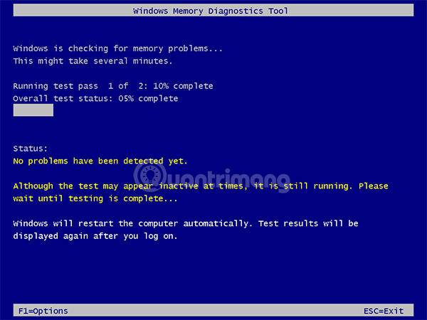 Windows Memory Diagnostics Tool đang chạy