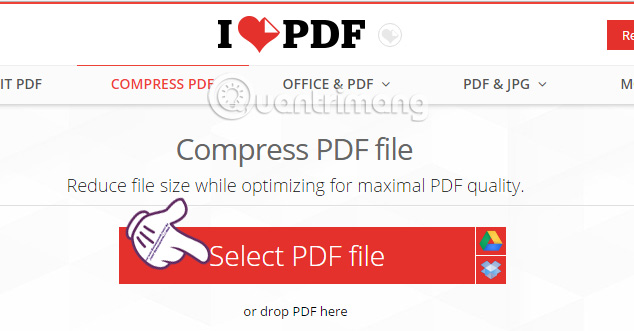 Select the PDF file you want to compress on ilovepdf