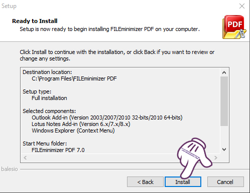 Cài đặt phần mềm FILEminimizer PDF Cài đặt phần mềm FILEminimizer PDF