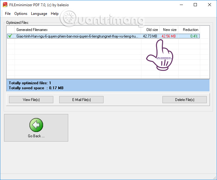 Dung lượng file PDF sau khi nén Dung lượng file PDF sau khi nén