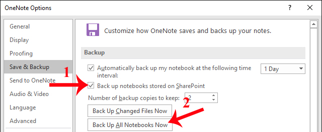Sao lưu ghi chú trên OneNote Sao lưu ghi chú trên OneNote