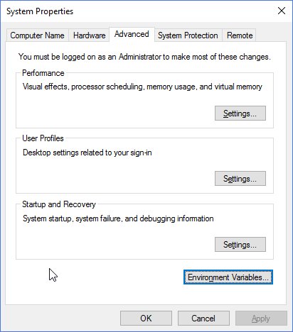 Tùy chọn trong System Properties