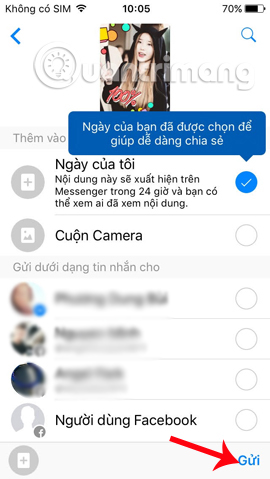 Đăng hình ảnh lên Messenger Day