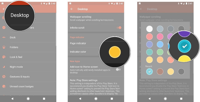 Vào Desktop, vào Indicator Color, chọn màu như trong hình Vào Desktop, vào Indicator Color, chọn màu như trong hình