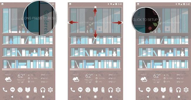 Giữ Widget, chọn Resize Giữ Widget, chọn Resize