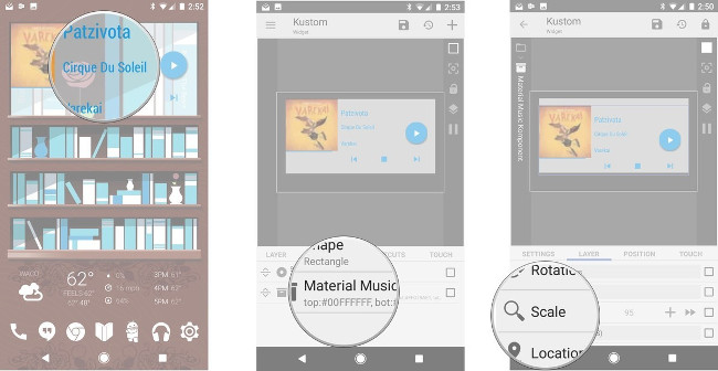 Nhấn vào phần hiển thị chữ, chọn tab Material Music Component Nhấn vào phần hiển thị chữ, chọn tab Material Music Component
