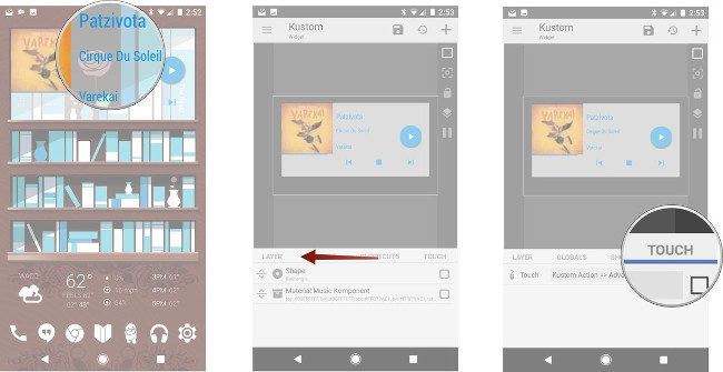 Nhấn vào phần hiển thị chữ, chọn tab Touch Nhấn vào phần hiển thị chữ, chọn tab Touch