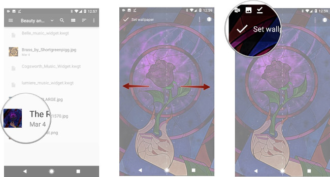 Chọn ảnh nền, điều chỉnh ảnh nền, chọn Set Wallpaper Chọn ảnh nền, điều chỉnh ảnh nền, chọn Set Wallpaper