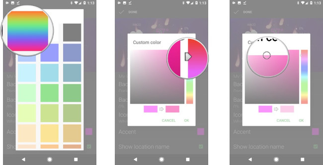 Thay đổi màu Accent sang Custom, kéo thanh mũi tên và vòng tron như trong hình Thay đổi màu Accent sang Custom, kéo thanh mũi tên và vòng tron như trong hình