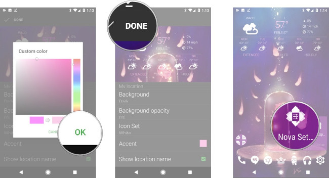Nhấn OK, nhấn Done, quay lại Nova Settings Nhấn OK, nhấn Done, quay lại Nova Settings