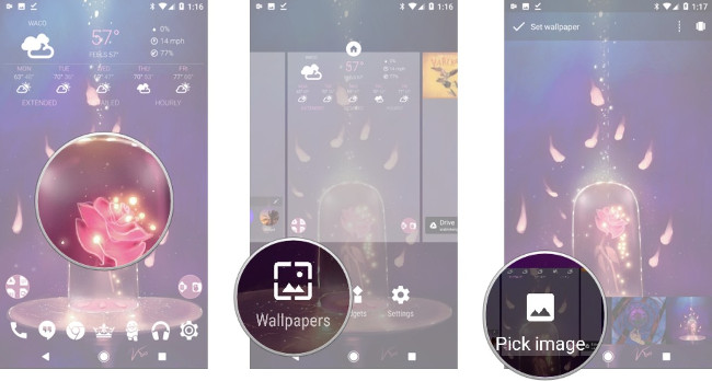 Giữ ảnh nền, chọn Wallpapers, chọn Pick Image Giữ ảnh nền, chọn Wallpapers, chọn Pick Image