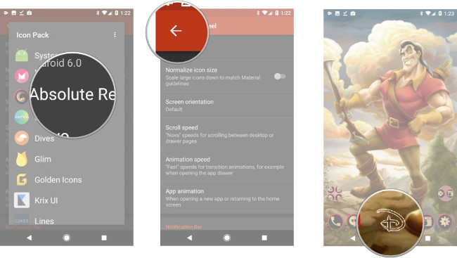 Chọn Absolute Red, quay lại màn hình chính, giữ App Drawer Chọn Absolute Red, quay lại màn hình chính, giữ App Drawer